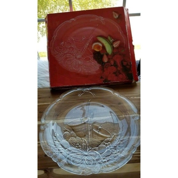 Makasa Crystal Holiday Bells Platter 14.75" RC197/516 Christmas Hostess Dish. - Picture 4 of 12